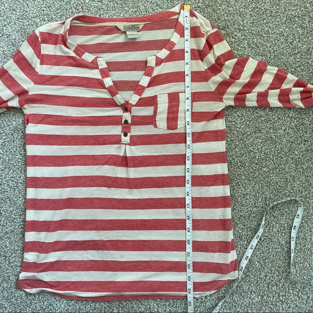 LUCKY BRAND Red & White Stripe Front Pocket Thermal Long Sleeve Top - Picture 7 of 14